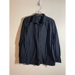 Lauren Ralph Lauren Button Up Shirt Womens Size Large Black Polka Dot AC9